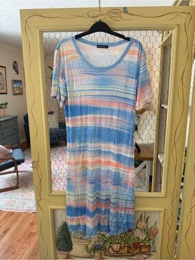 David Cline Pastel Multi-Stripe Scoop Neck Dress